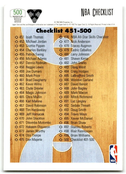 1992-93 Upper Deck NBA Draft Card Checklist DPK, CL Denver Nuggets #21