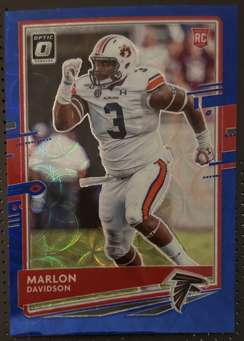 2020 Donruss Optic Blue Scope Marlon Davidson Rookie Atlanta Falcons #135