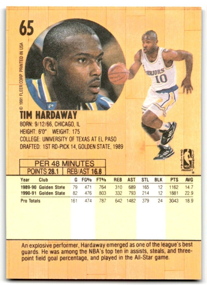 1991-92 Fleer Tim Hardaway Golden State Warriors #65