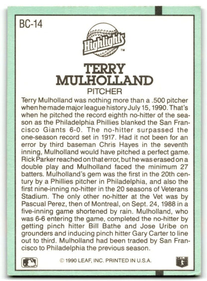 1991 Donruss Bonus Cards Terry Mulholland Philadelphia Phillies #BC-14