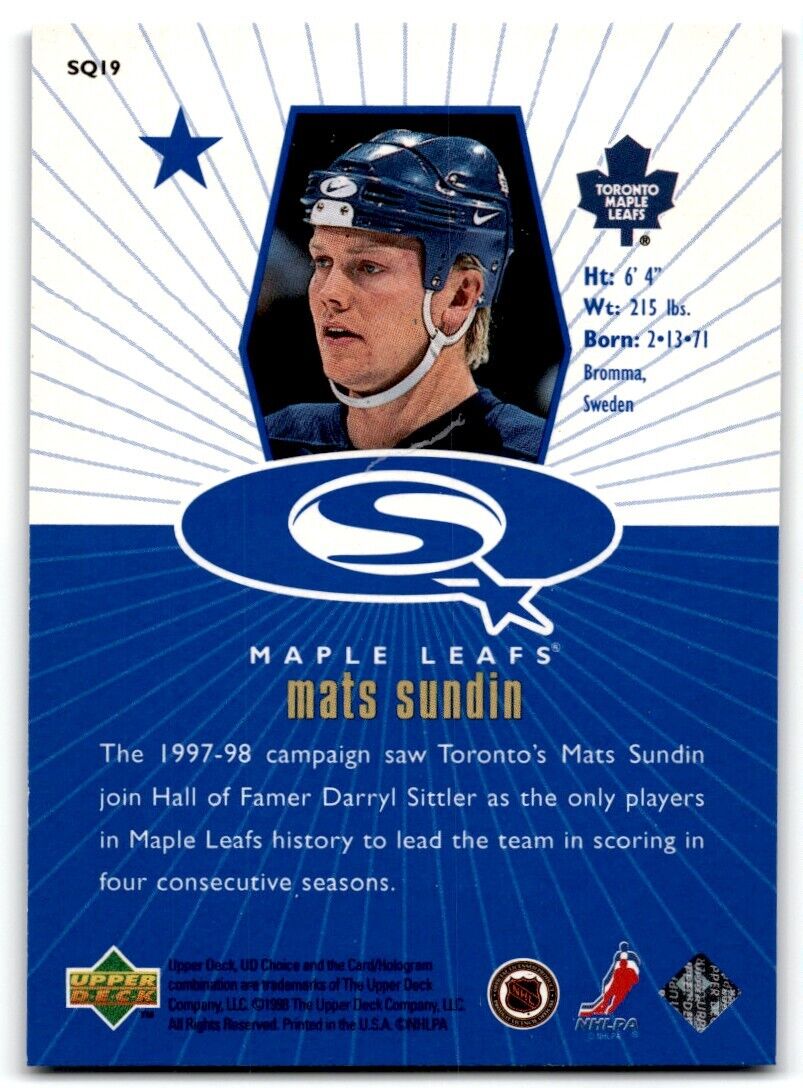 1998-99 UD Choice StarQuest Blue Mats Sundin Toronto Maple Leafs #SQ19