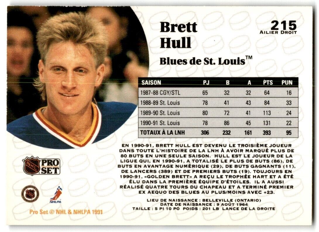 1991-92 Pro Set Brett Hull St. Louis Blues #215