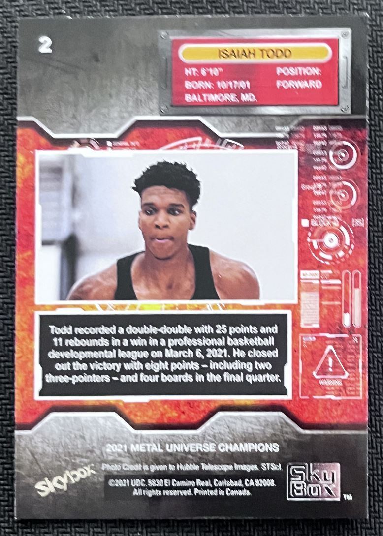 2021-22 Skybox Metal Universe Championship Preview Isaiah Todd Rookie #2