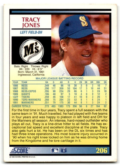 1992 Score Tracy Jones Seattle Mariners #206