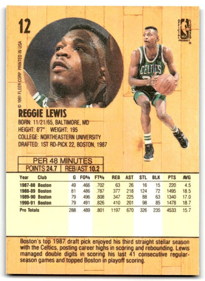 1991-92 Fleer Reggie Lewis Boston Celtics #12