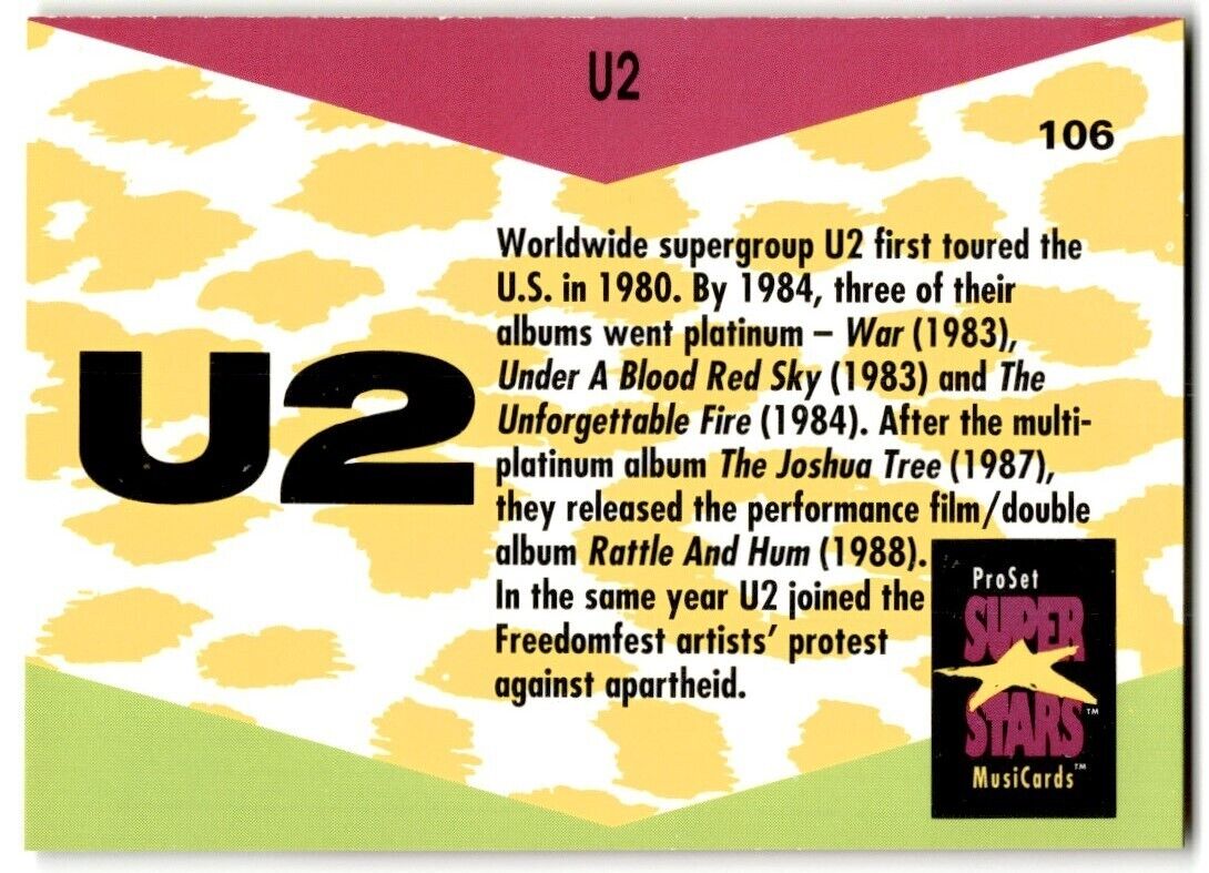 U2 ProSet Super Star MusiCards (Card #106)