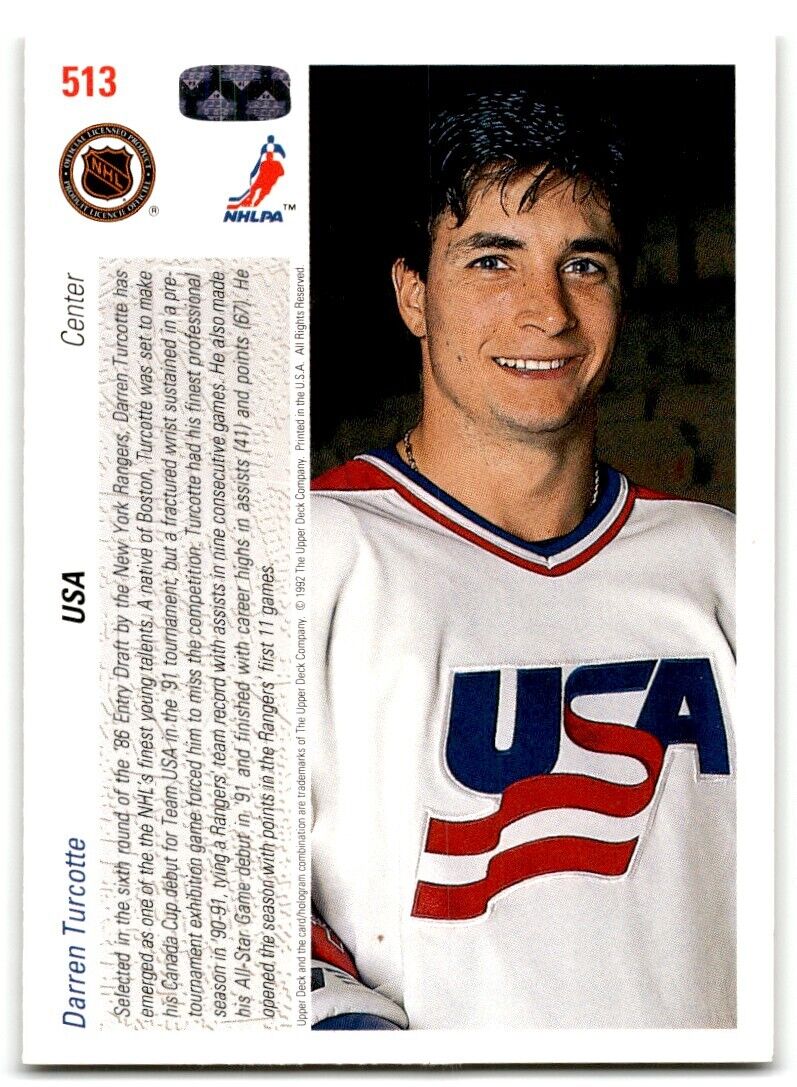 1991-92 Upper Deck Darren Turcotte USA #513