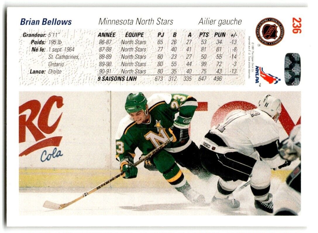 1991-92 Upper Deck Brian Bellows Minnesota North Stars #236