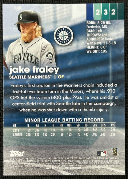 2020 Topps Stadium Club Jake Fraley Rookie Seattle Mariners #232