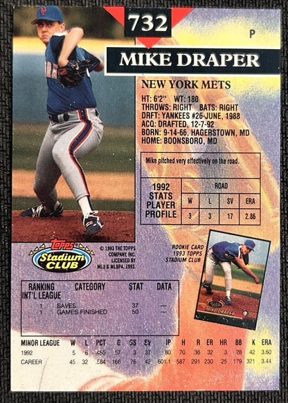 1993 Topps Stadium Club Mike Draper New York Mets #732