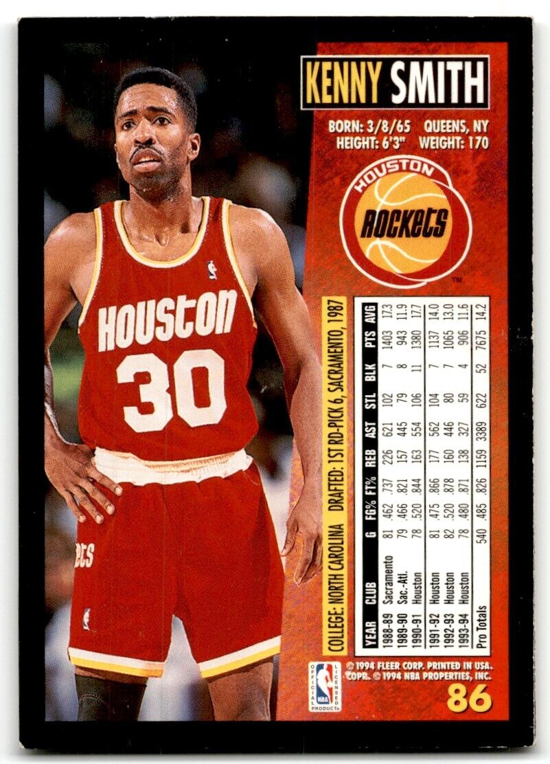 1994-95 Fleer Kenny Smith Houston Rockets #86