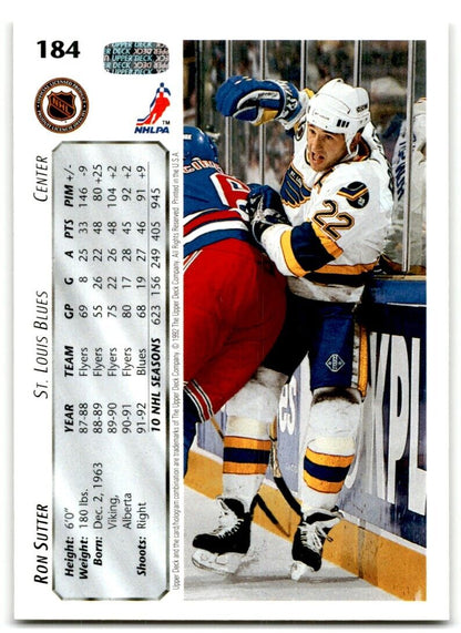 1992-93 Upper Deck Ron Sutter St. Louis Blues #184