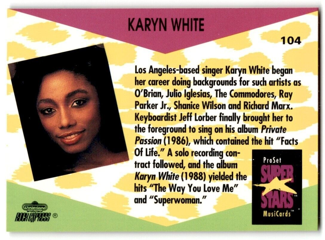 1991-92 ProSet Super Stars MusiCard Karyn White #104