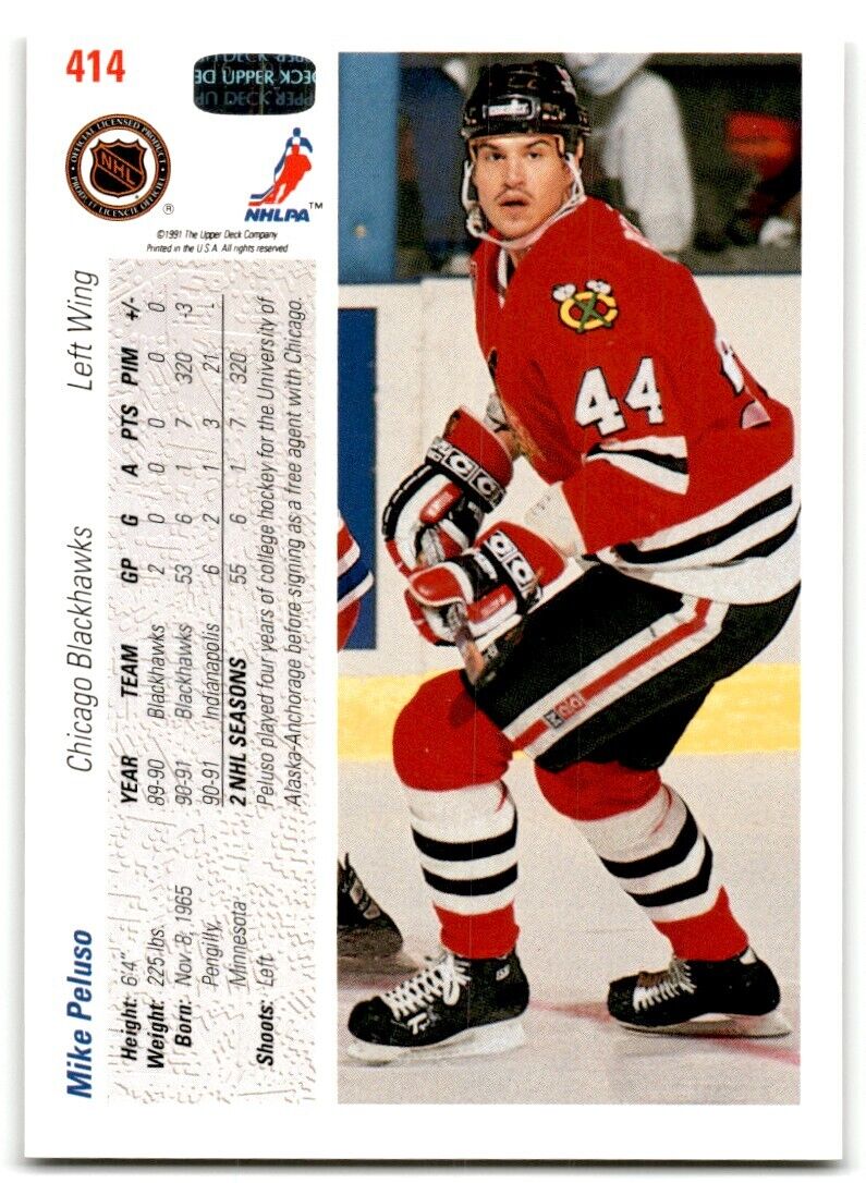 1991-92 Upper Deck Mike Peluso Chicago Blackhawks #414