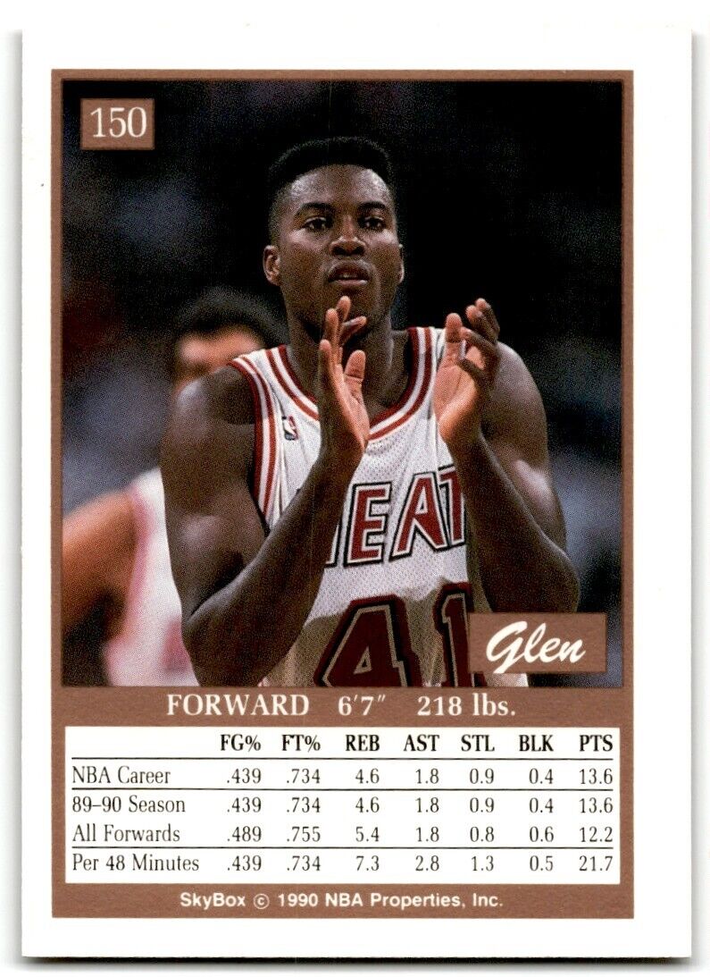 1990-91 SkyBox Glen Rice Rookie Miami Heat #150