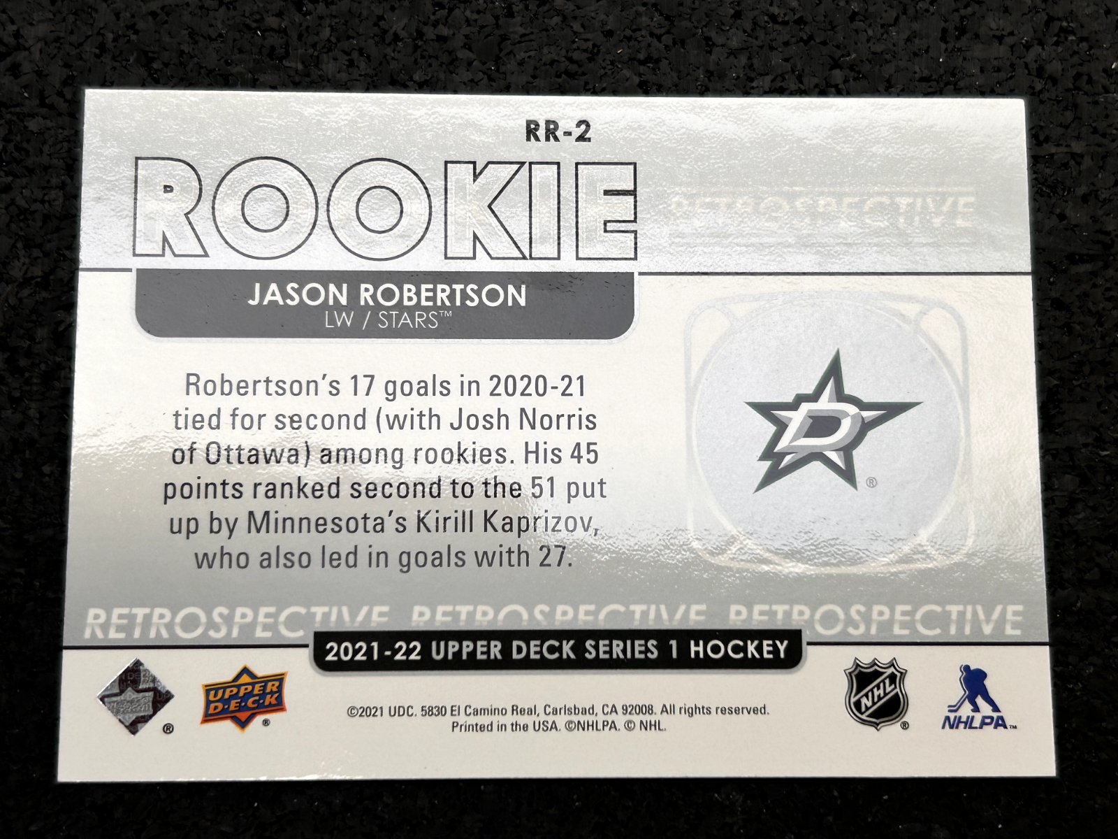 2021-22 Upper Deck Series One Rookie Retrospective Jason Robertson #RR-2