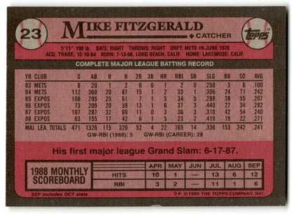 1989 Topps Mike Fitzgerald Montreal Expos #23