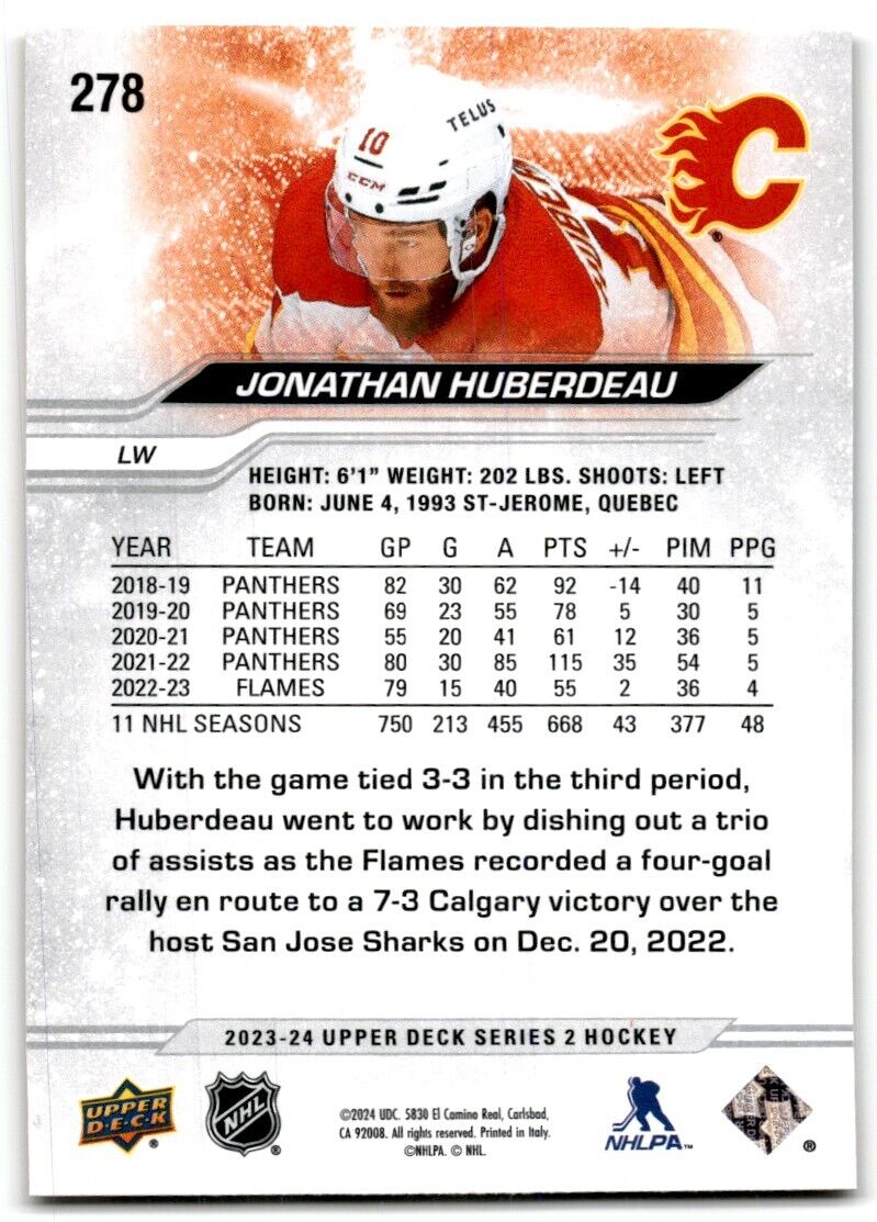 2023-24 Upper Deck Jonathan Huberdeau Calgary Flames #278