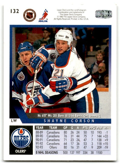 1993-94 Upper Deck Shayne Corson Edmonton Oilers #132