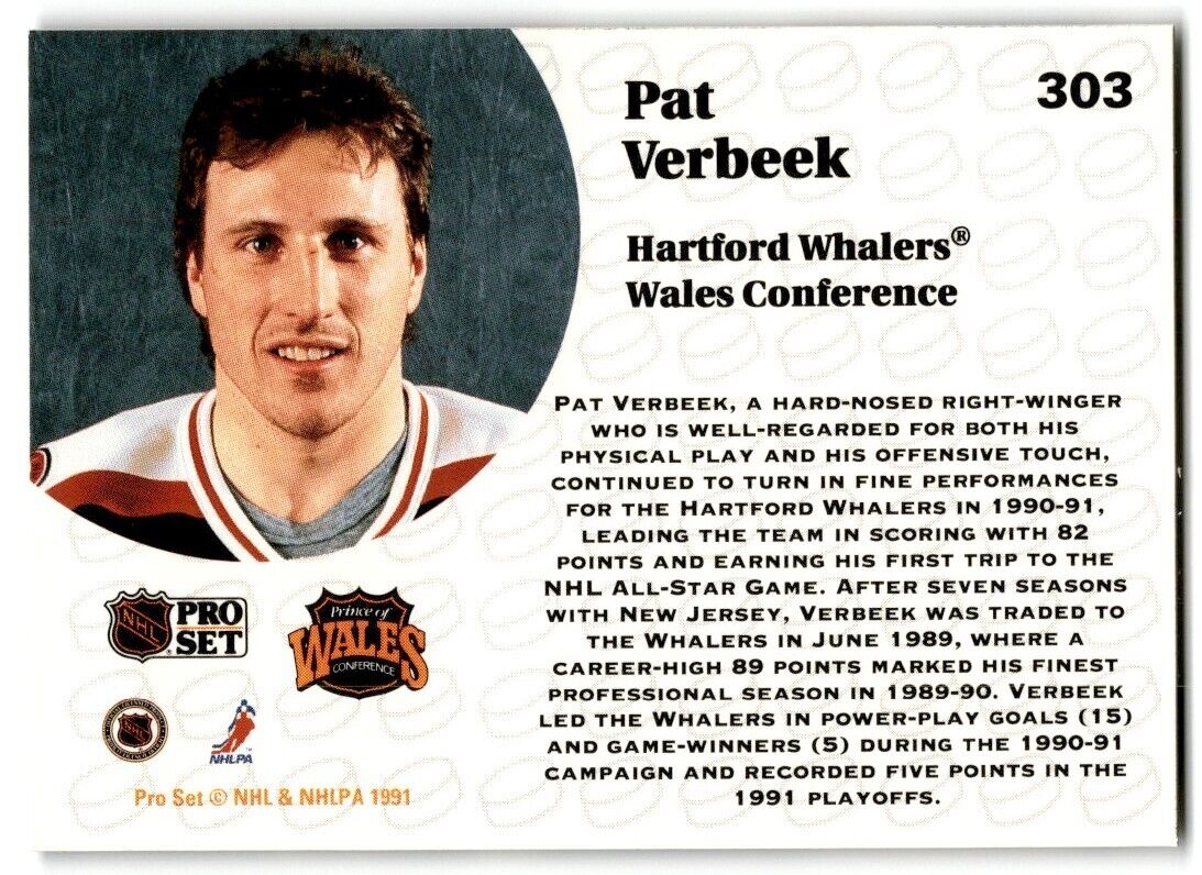 1991-92 Pro Set Pat Verbeek Hartford Whalers #303