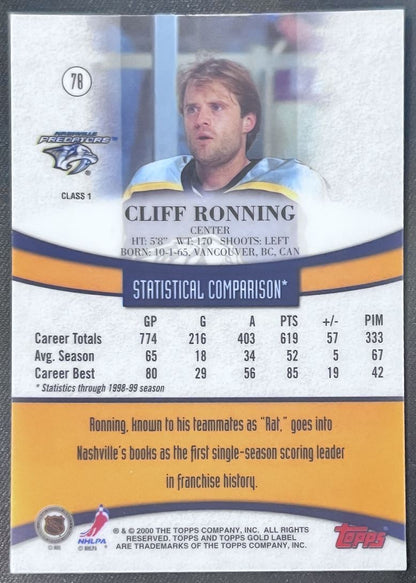 1999-00 Topps Gold Label Cliff Ronning Nashville Predators #78