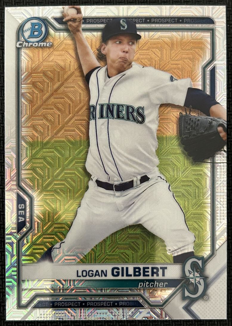 2021 Bowman Chrome Prospects Mojo Refractor Logan Gilbert Seattle Mariners