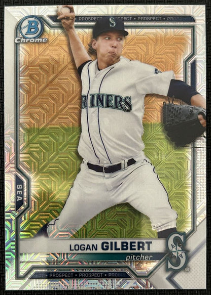 2021 Bowman Chrome Prospects Mojo Refractor Logan Gilbert Seattle Mariners