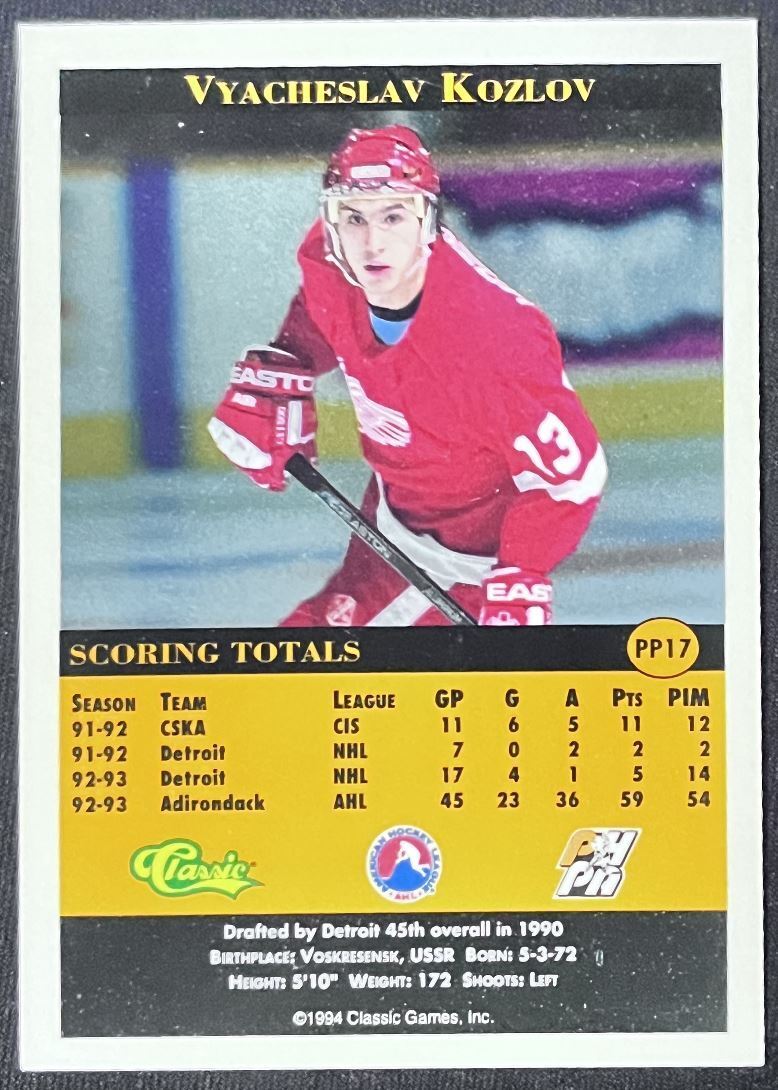 1994-95 Classic Pro Prospects Jumbos Vyacheslav Kozlov Adirondack Red Wings