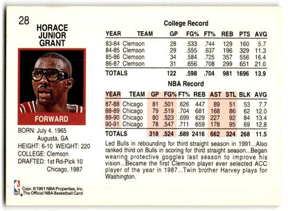 1991-92 Hoops Horace Grant Chicago Bulls #28