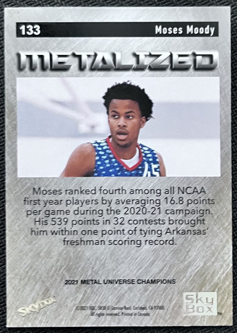 2021-22 Skybox Metal Universe Champion Metalized Moses Moody #133