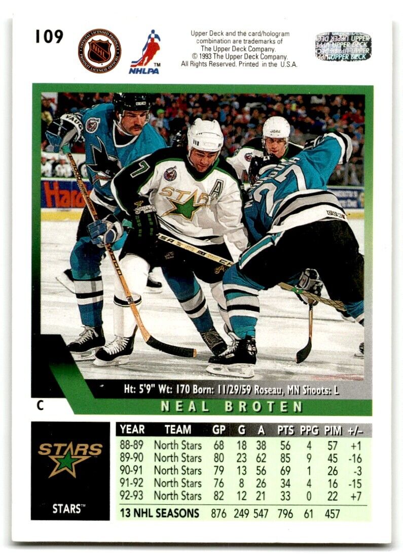 1993-94 Upper Deck Neal Broten Dallas Stars #109