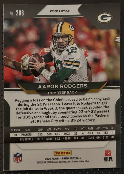 2020 Panini Prizm Red Blue Aaron Rodgers Green Bay Packers #206 Parallel