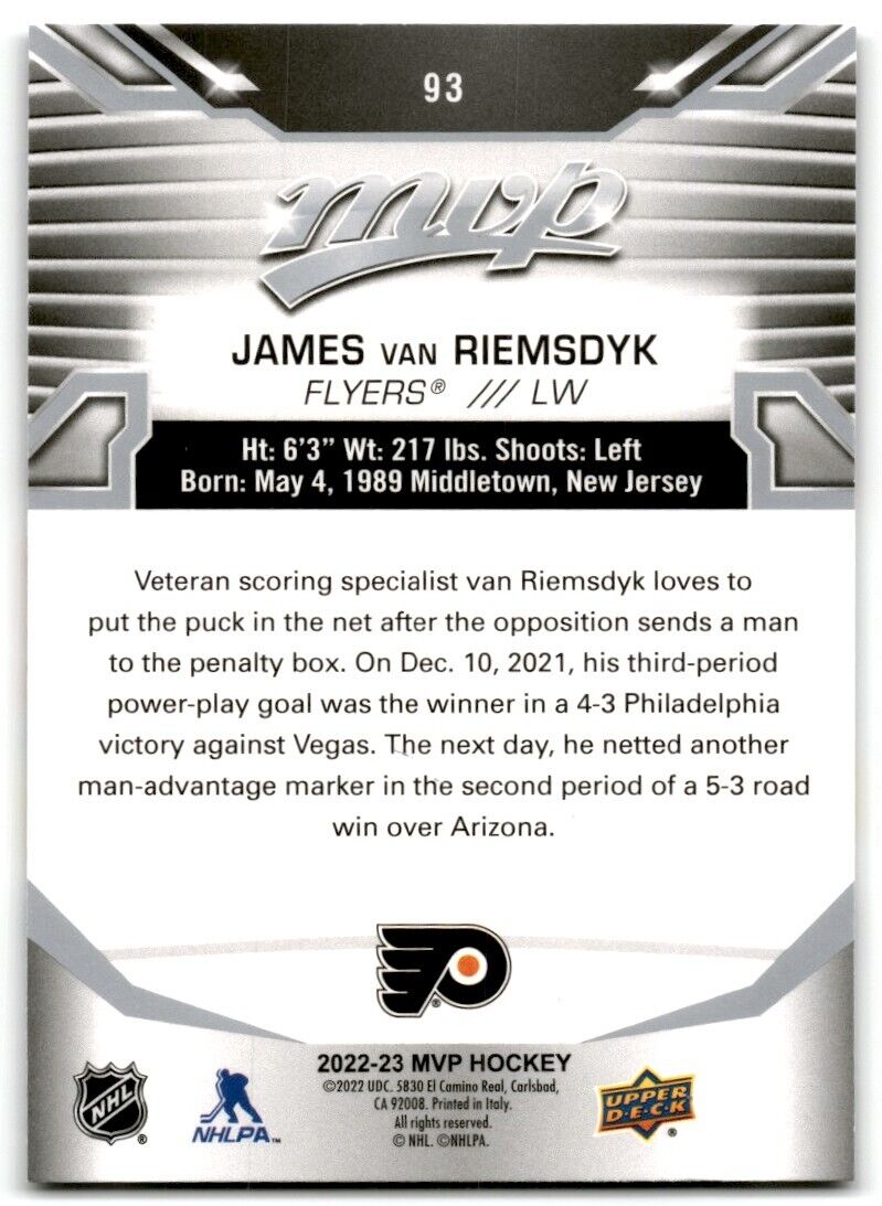 2022-23 Upper Deck MVP Silver James van Riemsdyk Philadelphia Flyers #93