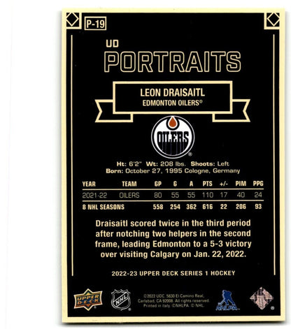 2022-23 Upper Deck UD Portraits Leon Draisaitl Edmonton Oilers #P-19