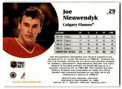 1991-92 Pro Set French Joe Nieuwendyk Calgary Flames #29