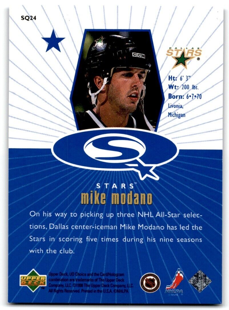 1998-99 UD Choice StarQuest Blue Mike Modano Dallas Stars #SQ24