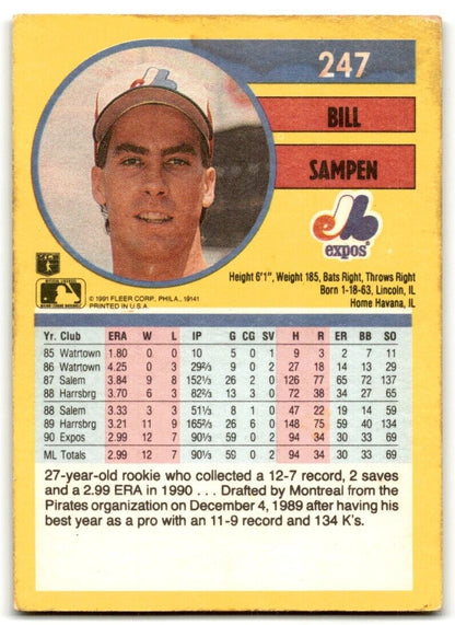 1991 Fleer Bill Sampen Montreal Expos #247