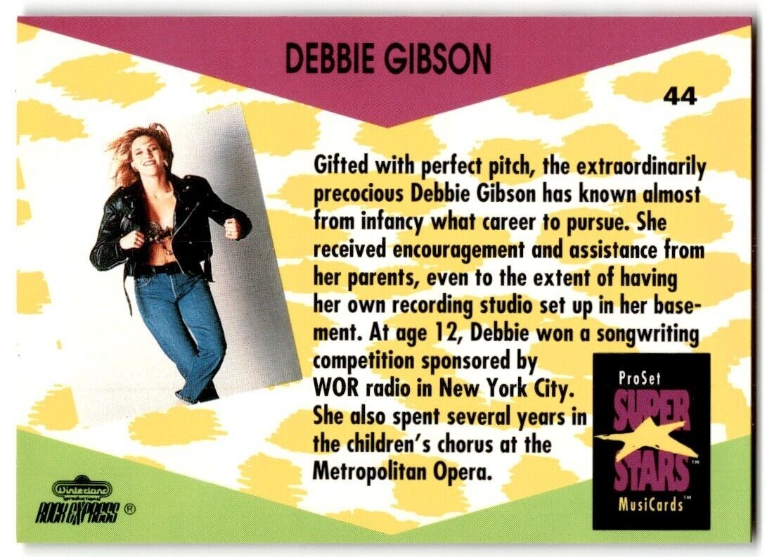 1991-92 ProSet Super Stars MusiCard Debbie Gibson #44