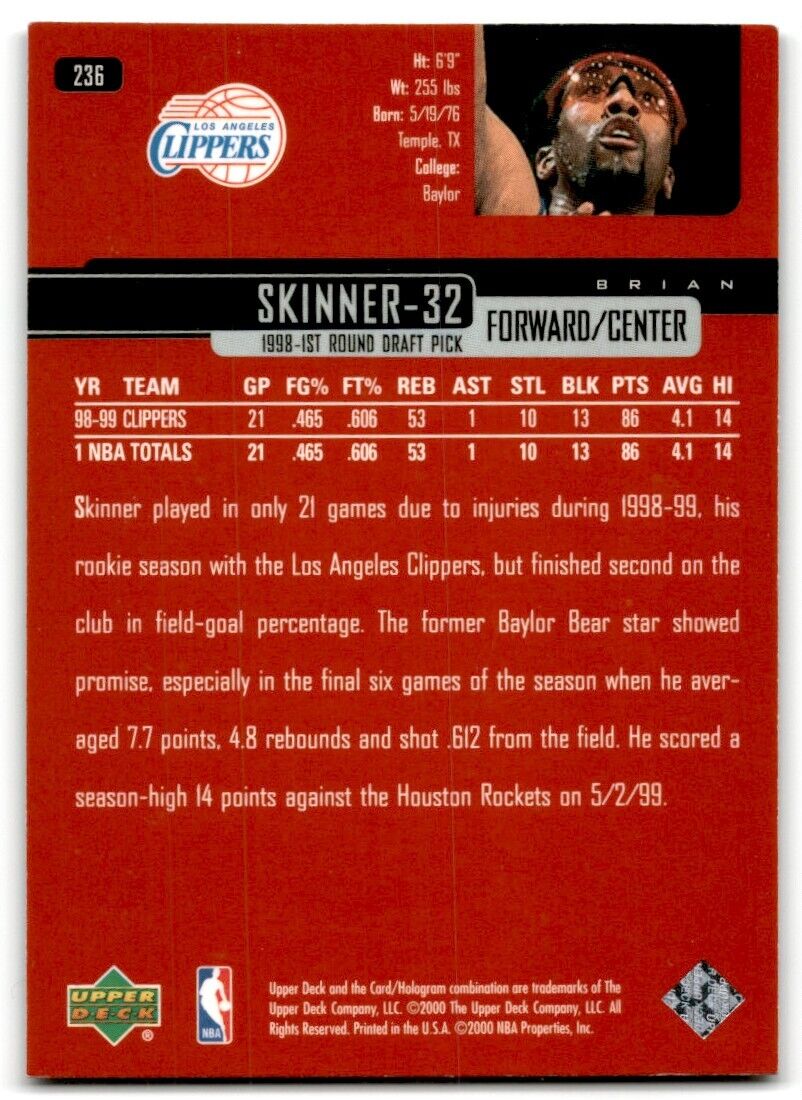 1999-00 Upper Deck Brian Skinner Los Angeles Clippers #236