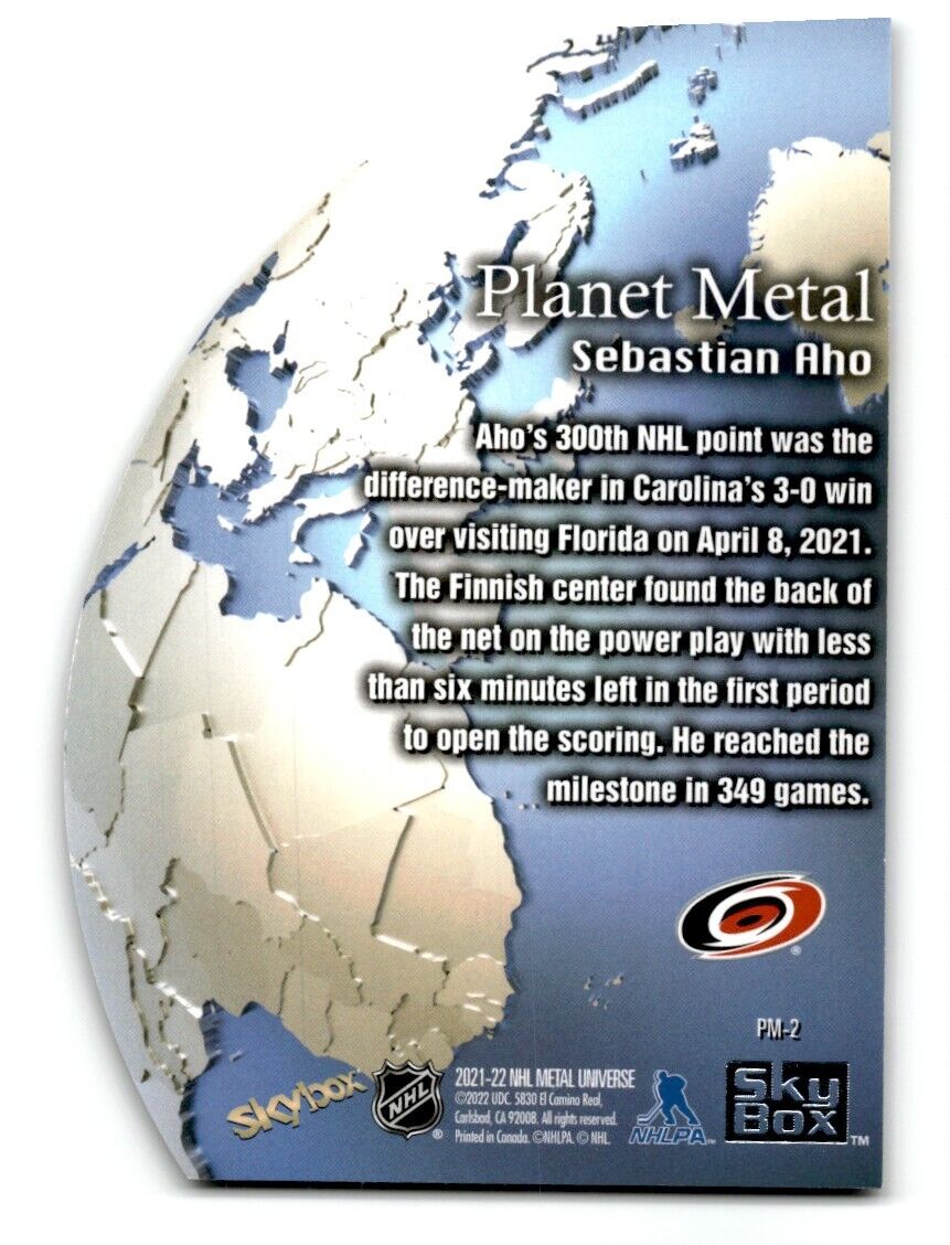 2021-22 Skybox Planet Metal Universe Sebastian Aho Carolina Hurricanes #11