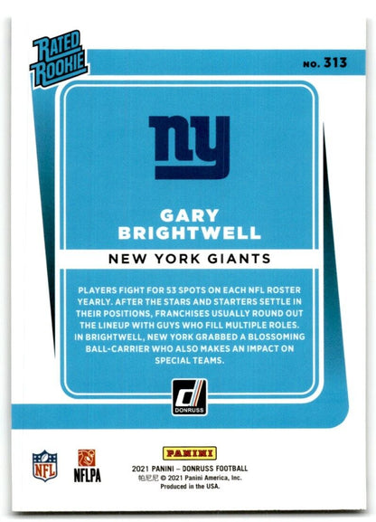 2021 Donruss Gary Brightwell Rookie New York Giants #313