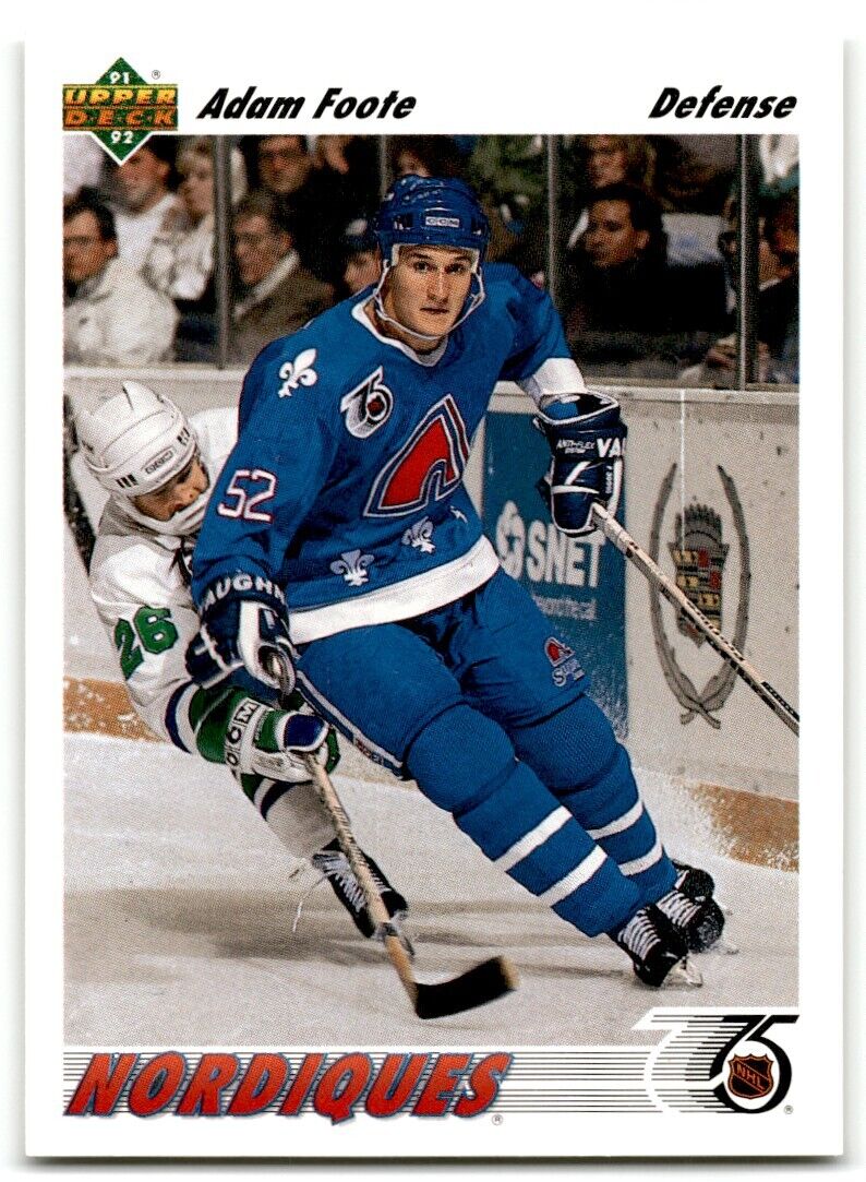 1991-92 Upper Deck Adam Foote Rookie Quebec Nordiques #529