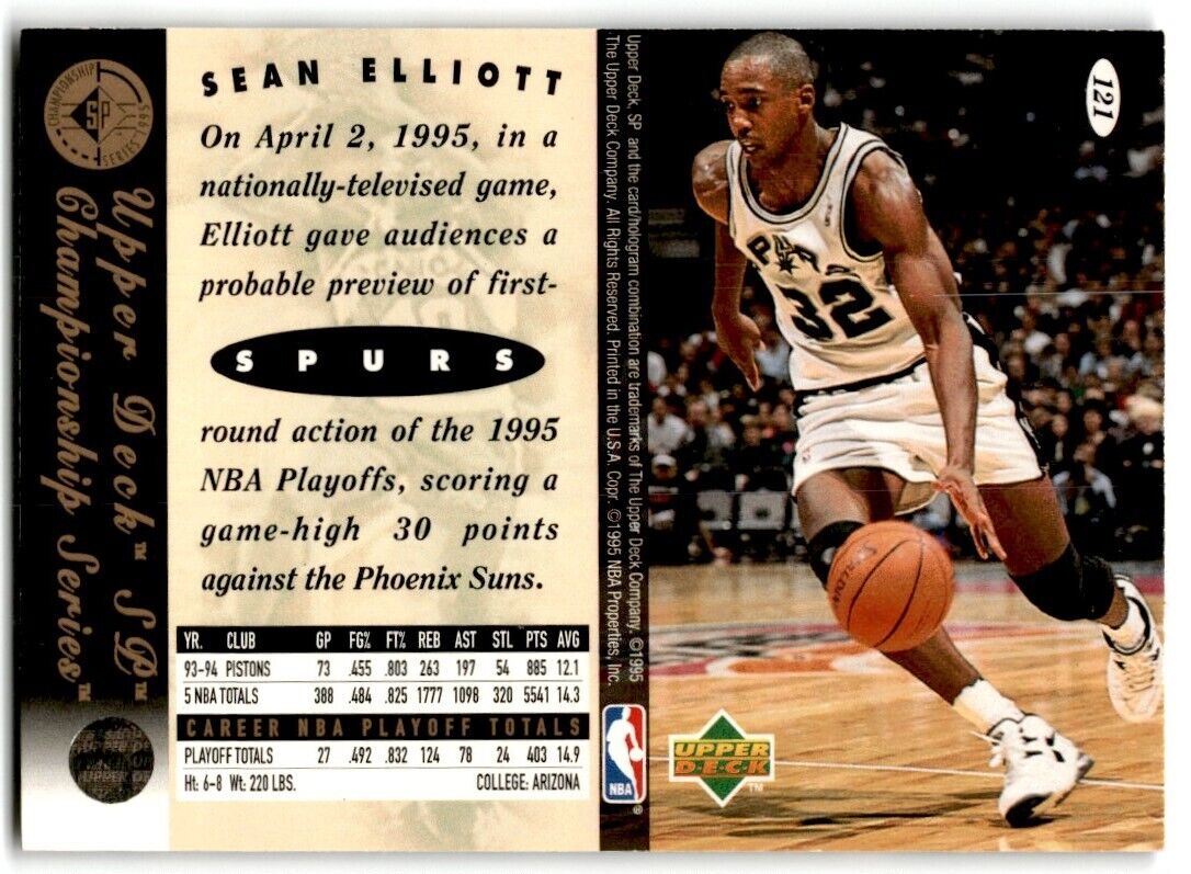 1995-96 SP Championship Series 1995 Sean Elliott San Antonio Spurs #121