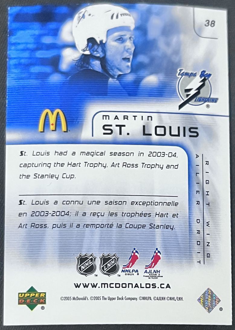 2005-06 Upper Deck McDonald's Martin St. Louis Tampa Bay Lightning #38