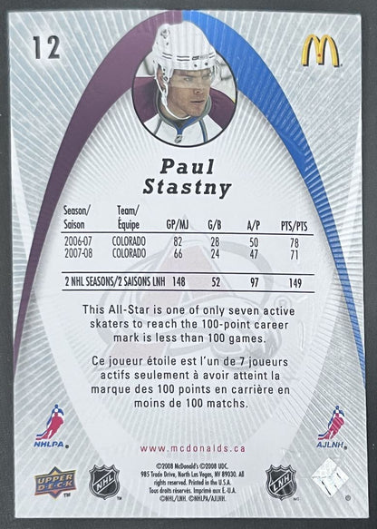 2008-09 McDonald's Upper Deck Paul Stastny Colorado Avalanche #12