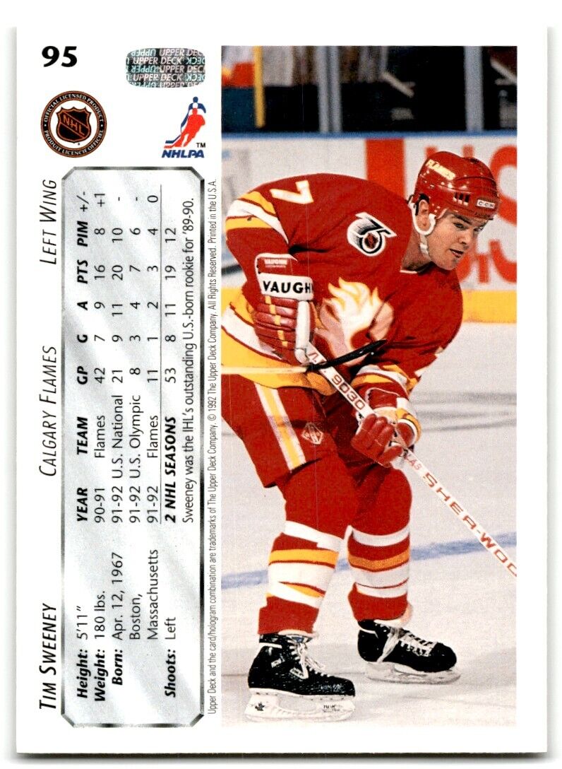 1992-93 Upper Deck Tim Sweeney Calgary Flames #95