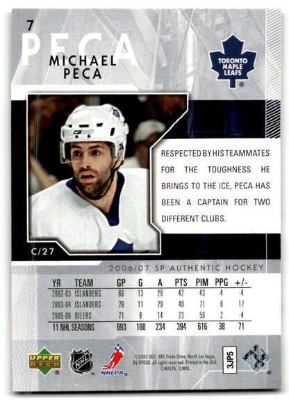 2006-07 SP Authentic Michael Peca Toronto Maple Leafs #7