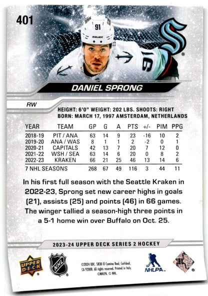 2023-24 Upper Deck Daniel Sprong Seattle Kraken #401