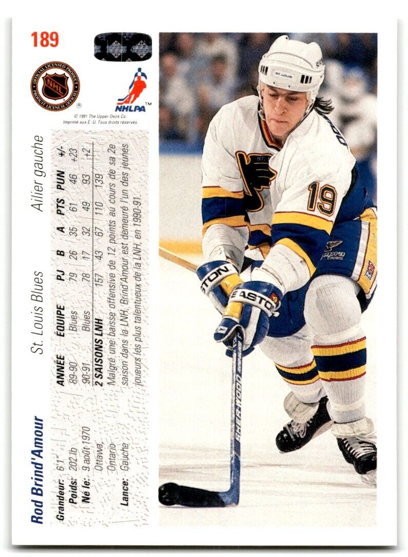 1991-92 Upper Deck French Rod Brind'Amour St. Louis Blues #189