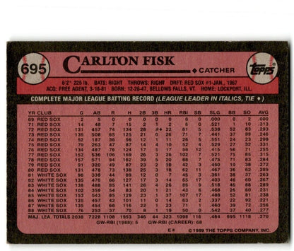 1989 Topps Carlton Fisk Chicago White Sox #695